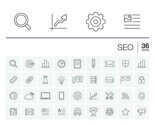 SEO thin line icons set — Stock Vector