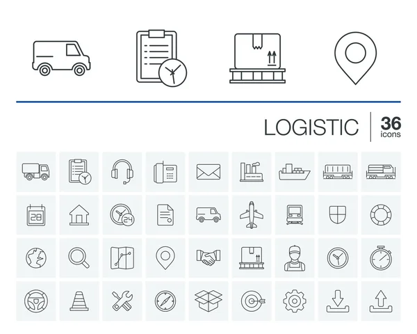 Logistic thin line icons set — 图库矢量图片