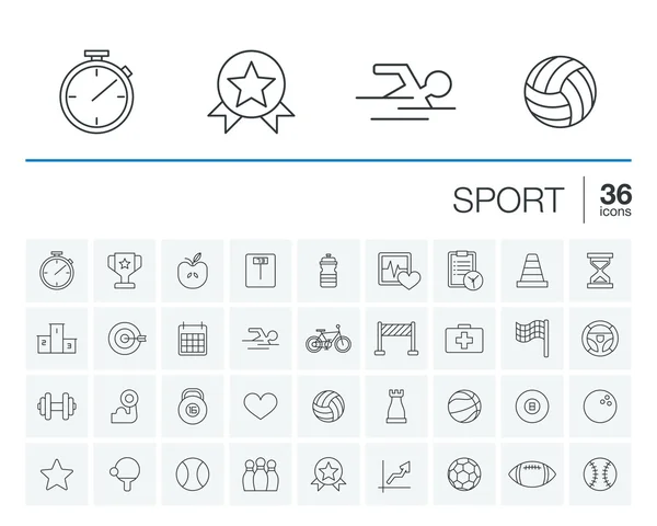 Sport thin line icons set — ストックベクタ