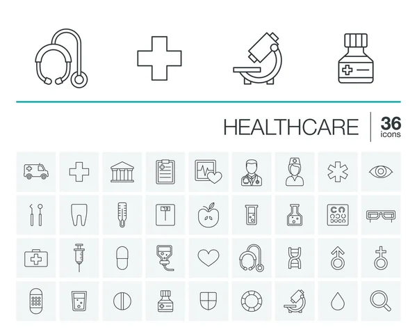 Healthcare thin line icons set — ストックベクタ