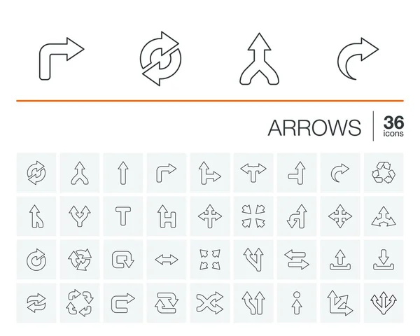 Pijlen dunne lijn icons set — Stockvector