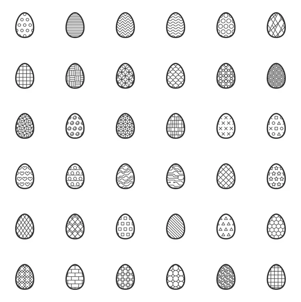 Conjunto de ovos de Páscoa preto e branco — Vetor de Stock