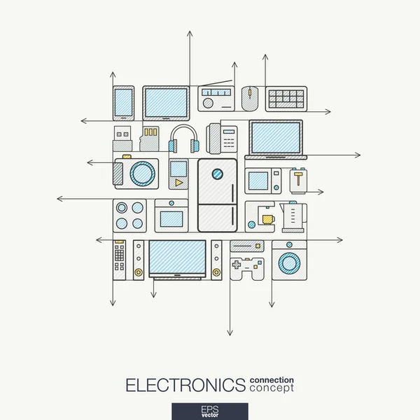 Simboli elettronici integrati a linea sottile — Vettoriale Stock