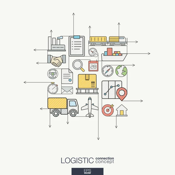 Logistic integrated thin line symbols — Stock Vector
