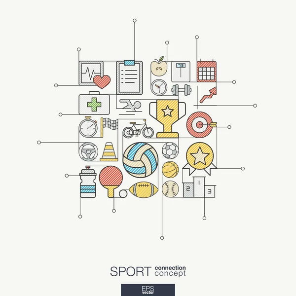 Esporte integrado símbolos de linha fina — Vetor de Stock