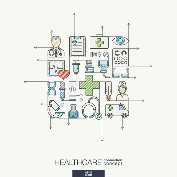 Healthcare integrated thin line symbols — Stok Vektör