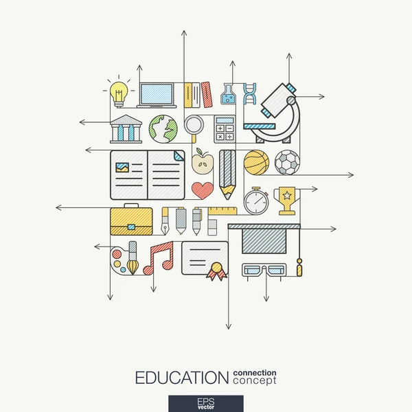 Educación integrada símbolos de línea delgada — Vector de stock