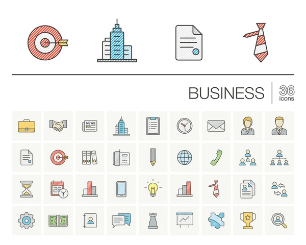 Business Thin Line Icons gesetzt — Stockvektor