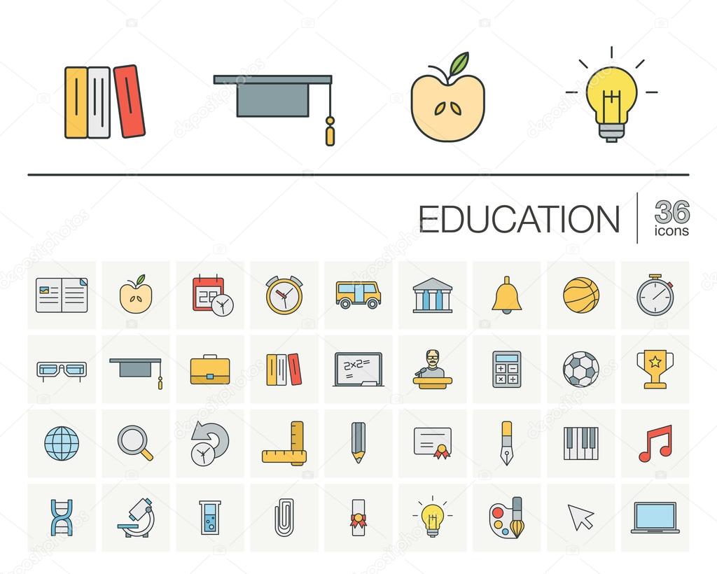 education thin line icons set