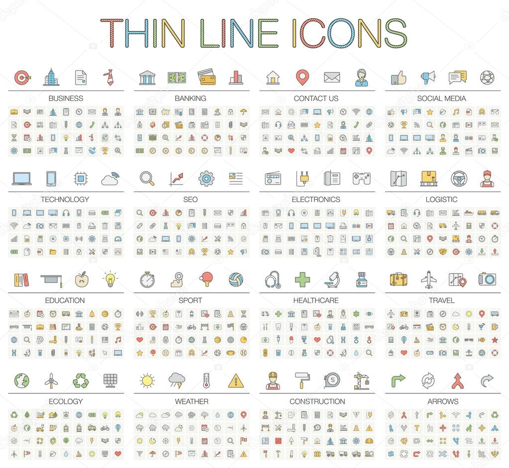 thin line icons set