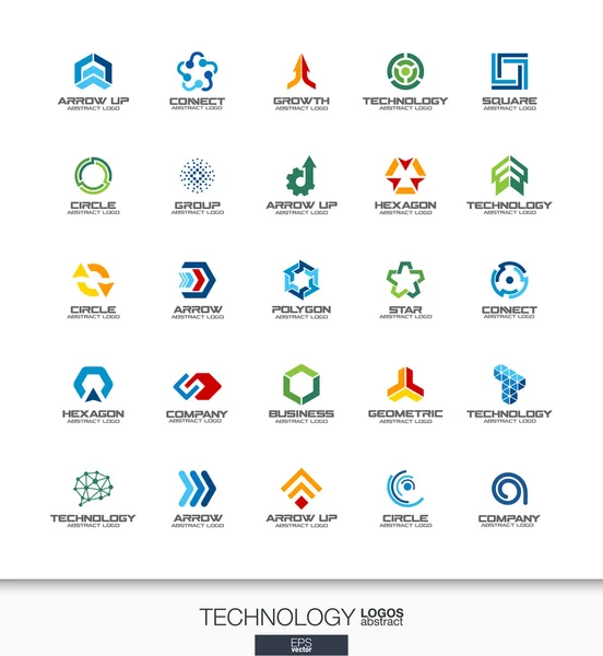 Conjunto de logotipo de tecnología abstracta — Vector de stock