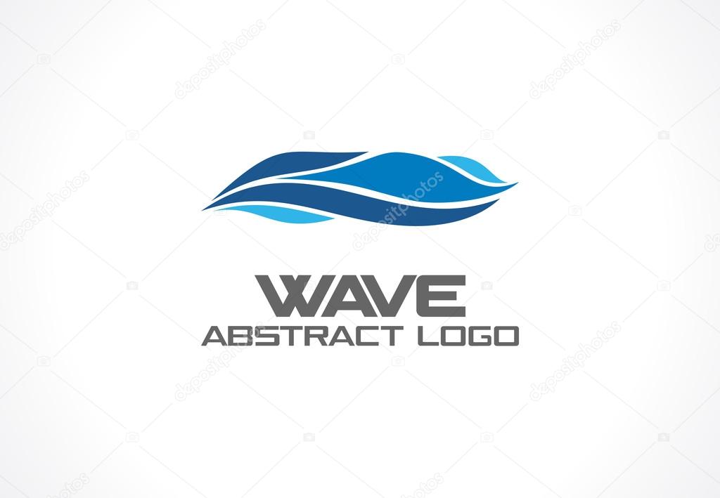 Abstract logo for business company. Corporate identity design element. Eco ocean, nature, swimming pool, spa, aqua swirl Logotype idea. Water wave, blue sea square concept. Colorful Vector line icon