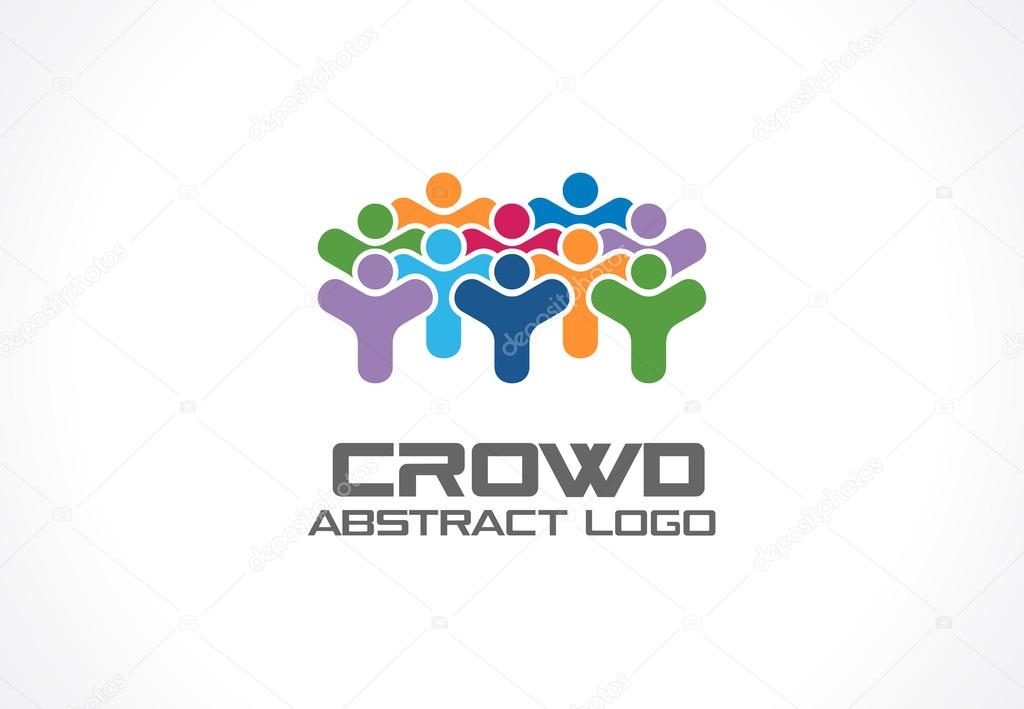 Abstract logo for business company. Corporate identity design element. Crowd, society, subscribers, followers and fan Logotype idea. People group, Network, Social Media concept. Colorful Vector icon