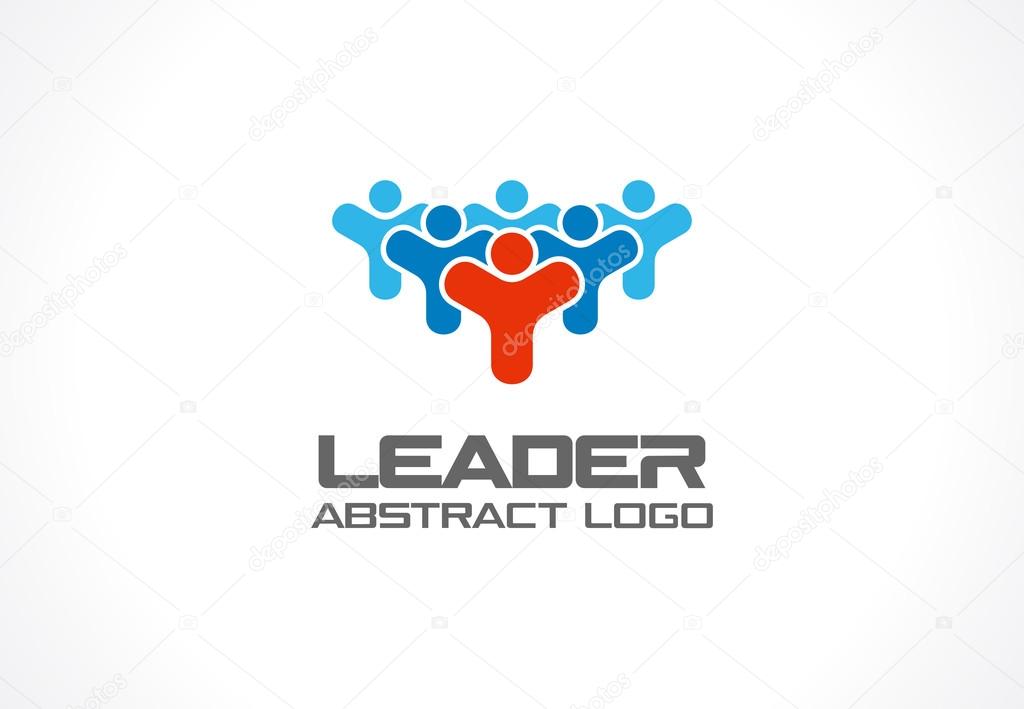 Abstract logo for business company. Corporate identity design element. Leader, head, subscribers, followers and fan Logotype idea. People group, Network, Social Media concept. Colorful Vector icon