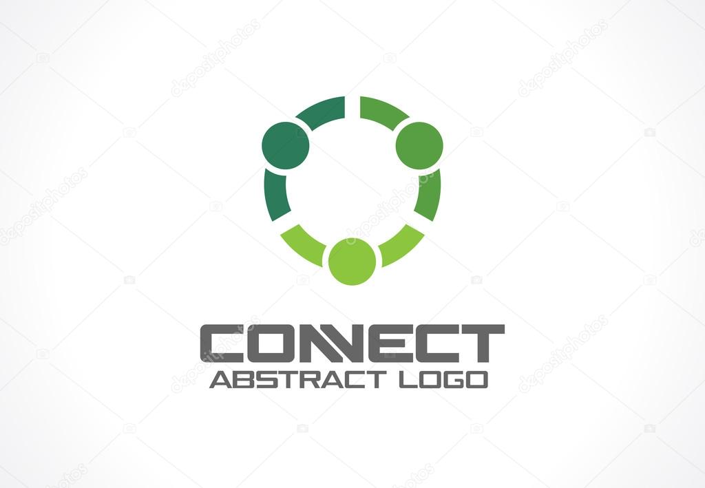 Abstract business company logo. Corporate identity design element. Technology, Social Media Logotype idea. People connect, Circle segment interaction, integrate geometric concept. Colorful Vector icon
