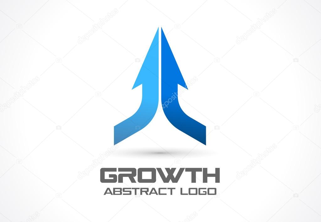 Abstract business company logo. Corporate identity design element. Technology, market logotype idea. Connected arrow up, growth, progress integrate and success concept. Vector interaction icon