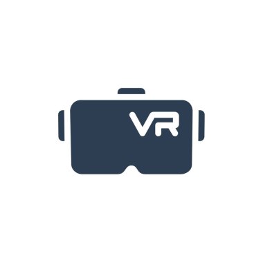 VR gözlükler, gözlükler, sanal gerçeklik 360 katı düz simge. vektör illüstrasyonu