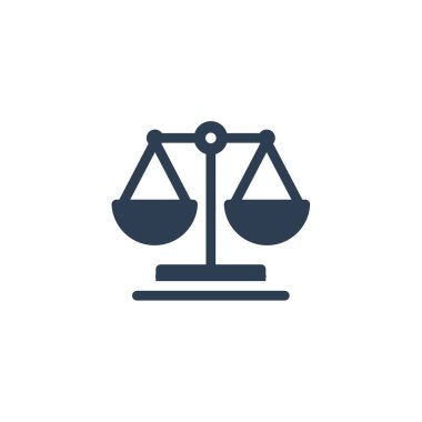 Adalet ve hukuk sembolü, katı düz ölçekli simge. vektör illüstrasyonu