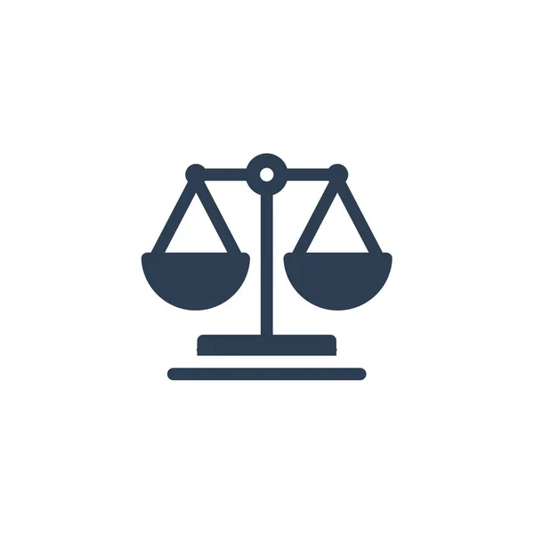 Δικαιοσύνη και νομικό σύμβολο, ζυγίζει σταθερή επίπεδη εικόνα. εικονογράφηση διανύσματος — Διανυσματικό Αρχείο