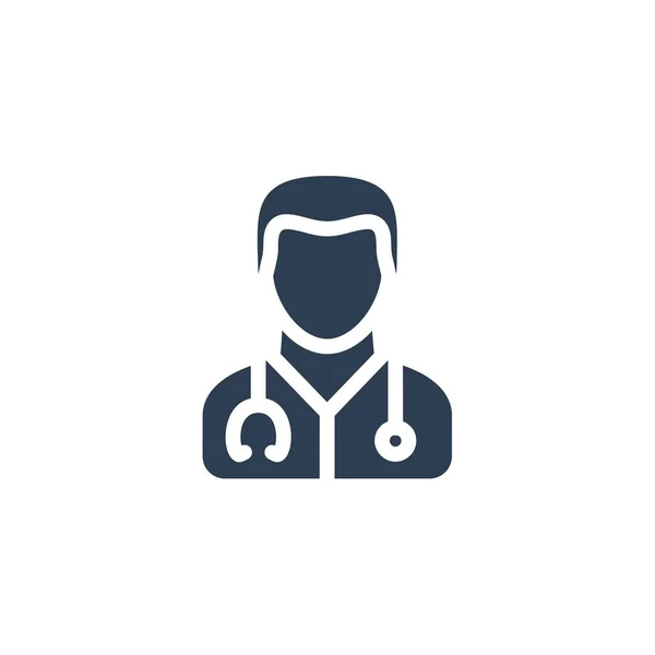 Avatar, dokter met fonendoscoop vaste platte icoon. vectorillustratie — Stockvector