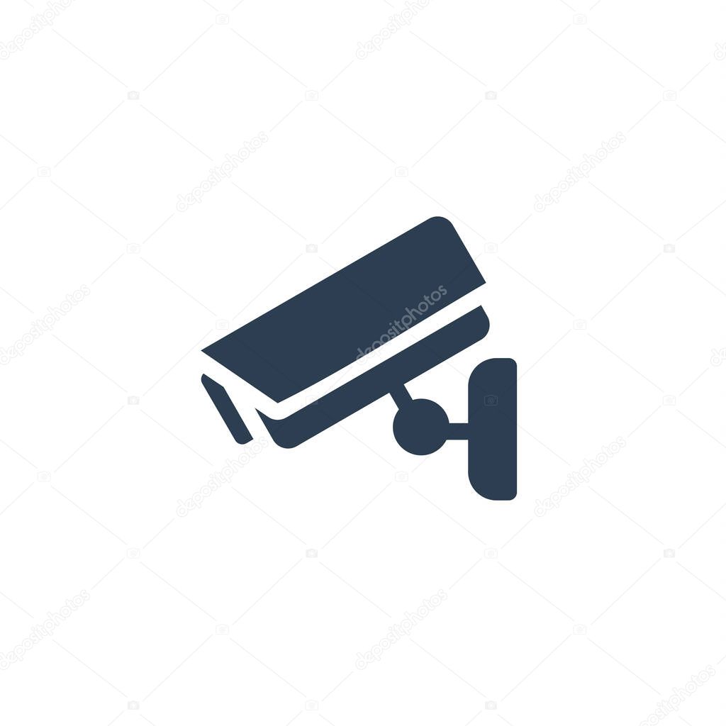 Cctv, security digital camera, protection solid flat icon. Vector glyph illustration. Black pictogram isolated on white background