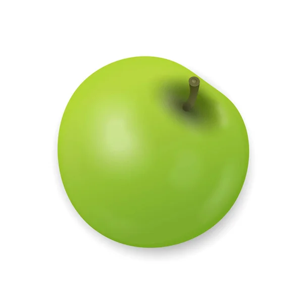 Πράσινο μήλο απομονωμένο σε λευκό φόντο. Φρέσκο σνακ, υγιεινό φαγητό. Κλείσιμο Vector 3d εικονογράφηση — Διανυσματικό Αρχείο
