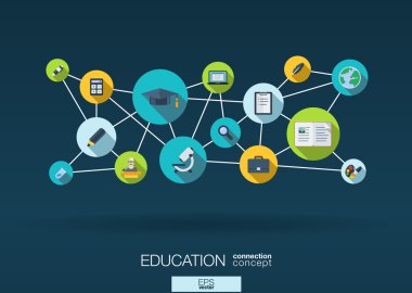 Education network  flat icons clipart