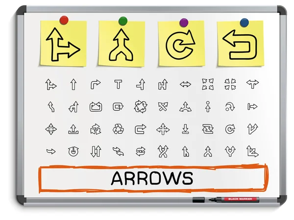 Arrows hand drawing line icons. — Stock Vector