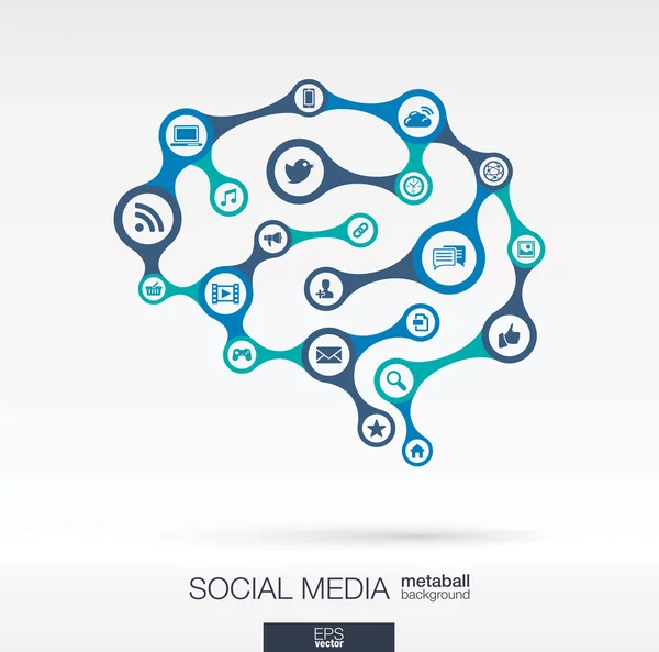 ソーシャル メディアのための脳の概念 — ストックベクタ