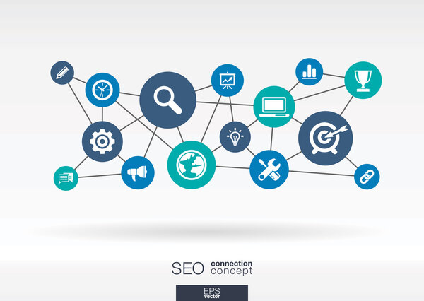 SEO network  flat icons.