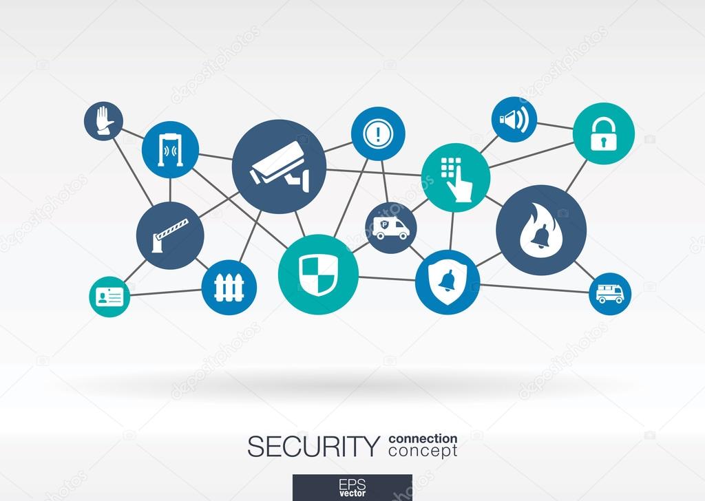 Security network flat icons.