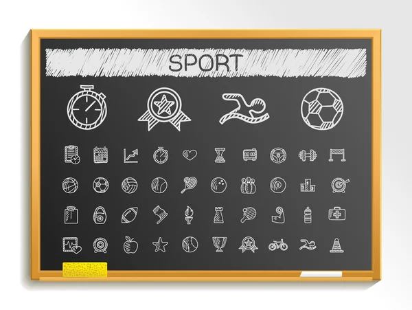 Sport Hand Zeichenlinie Symbole — Stockvektor