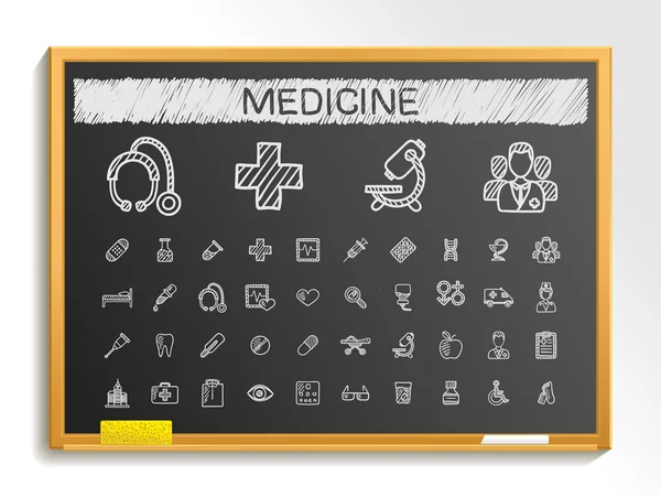 Medical hand drawing line icons — Stock Vector