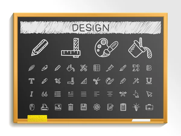 Designverktyg hand ritning ikoner — Stock vektor