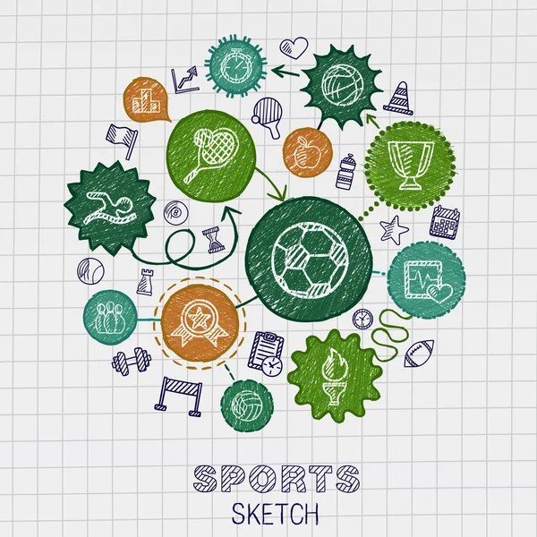 Sportovní ruční kreslení náčrtu ikony — Stockový vektor