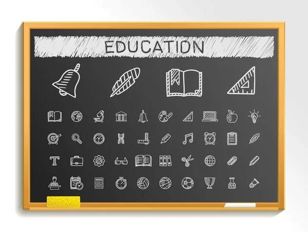 Educación mano dibujo línea iconos — Vector de stock