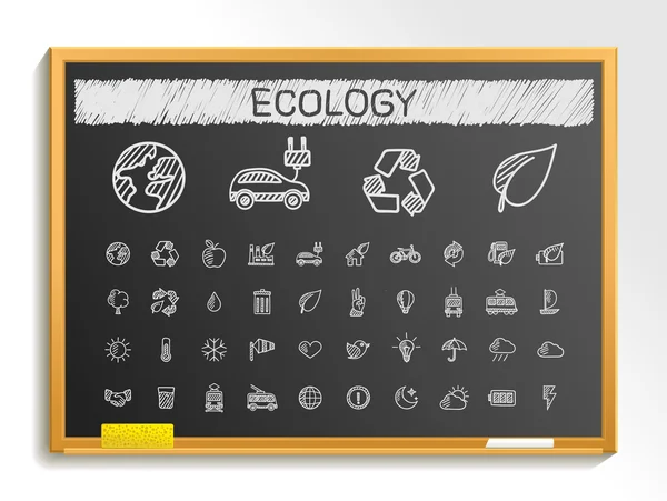 Ecology hand drawing line icons — Stock Vector