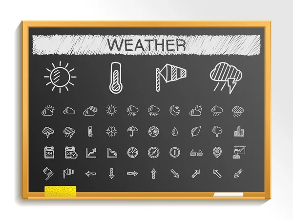 Weather hand drawing line icons — Stock Vector