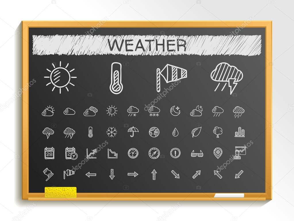 Weather hand drawing line icons
