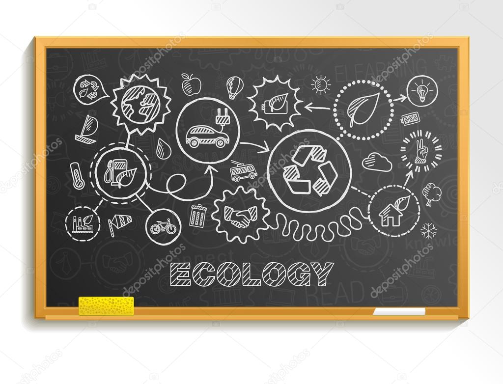 Ecology hand draw integrated icons