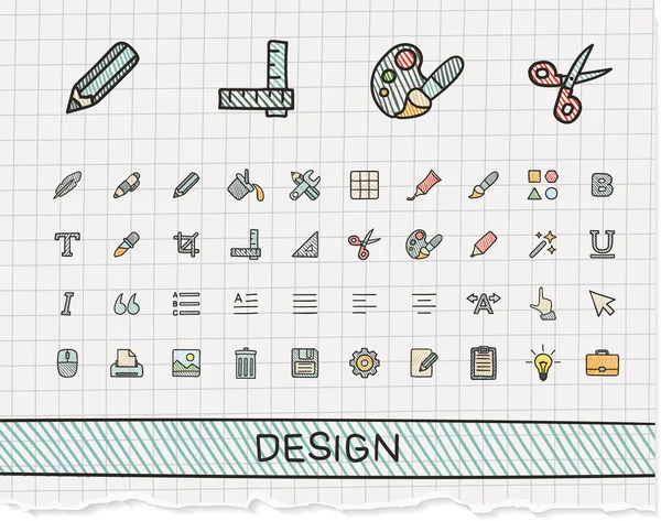 Tools hand drawing line icons — Stock vektor