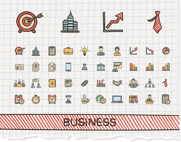 Ícones de linha de desenho de mão de negócios . —  Vetores de Stock