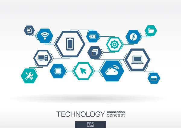 Technology network Hexagon — Διανυσματικό Αρχείο