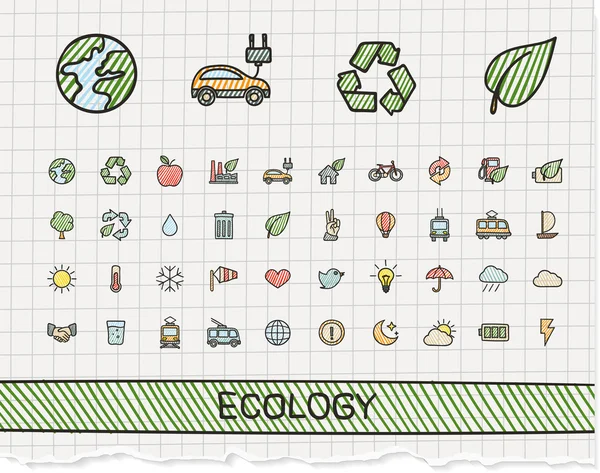 Ekologia rysunek linii ikony — Wektor stockowy