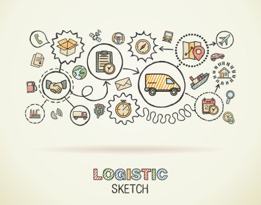 Logistic hand draw integrated icons