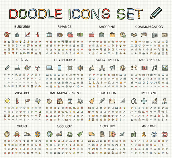 набор каракулей для пиктограмм
