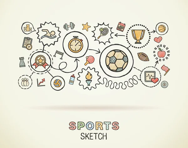 Sport hand drawing  icons. — Stockový vektor