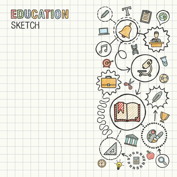 Education hand draw integrated icons set — Stok Vektör