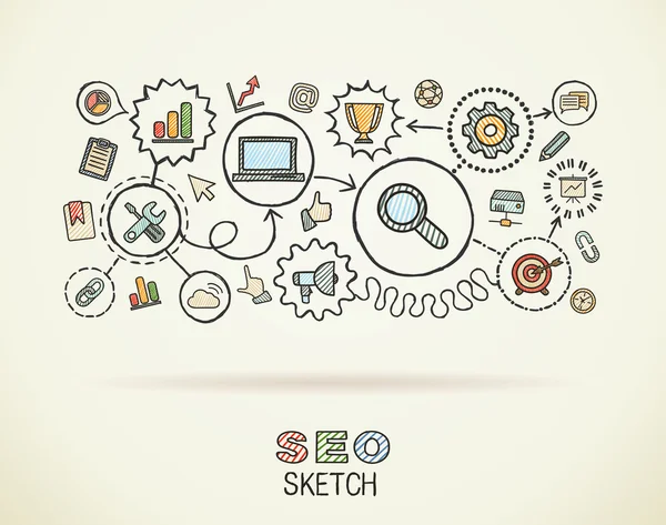 SEO hand drawing  icons. — Stock Vector