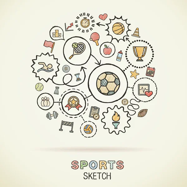 Sport hand drawing  icons. Royalty Free Stock Vectors